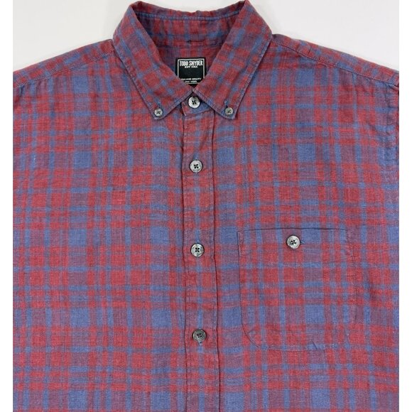 Todd Snyder Mens Shirt 100% Linen Plaid Size Medium Button Down Long Sleeve - Picture 3 of 12